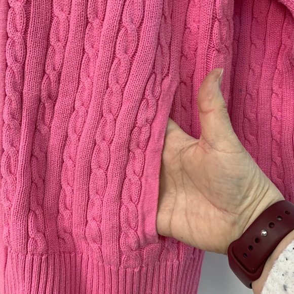 Lilly Pulitzer Pink Cable Knit 3/4 Sleeve Cardigan Size Large - Picture 2 of 5